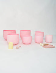 New Complete Healing Crystal Singing Bowl Set - New Rose Color Design - Size 6" to 12" - 432 Hz