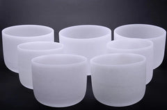 Large Crystal Singing Bowl Set - 7 Chakra Tuned - Complete Healing - 432 Hz - Size 8" to 14"