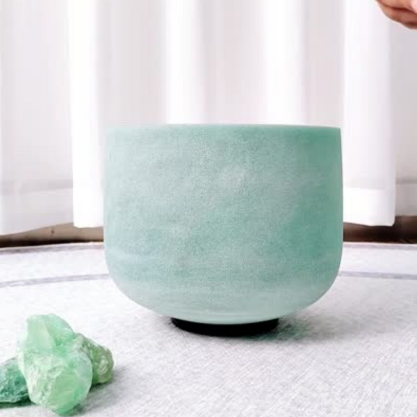 528 Hz Love Frequency Crystal Singing Bowl - 8" Made With Emerald Fluorite