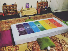 Rainbow 7 Chakra Mandala Bohemian Indian Design Mat/Tapestry