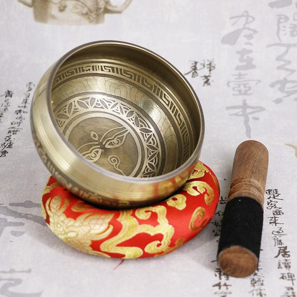 Collectable Hand Hammered Tibetan Singing Bowl With Wooden Hammer and Cushion for Deep Meditation - Save 50% Today Only