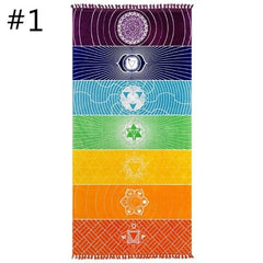 Rainbow 7 Chakra Mandala Bohemian Indian Design Mat/Tapestry