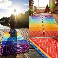 Rainbow 7 Chakra Mandala Bohemian Indian Design Mat/Tapestry